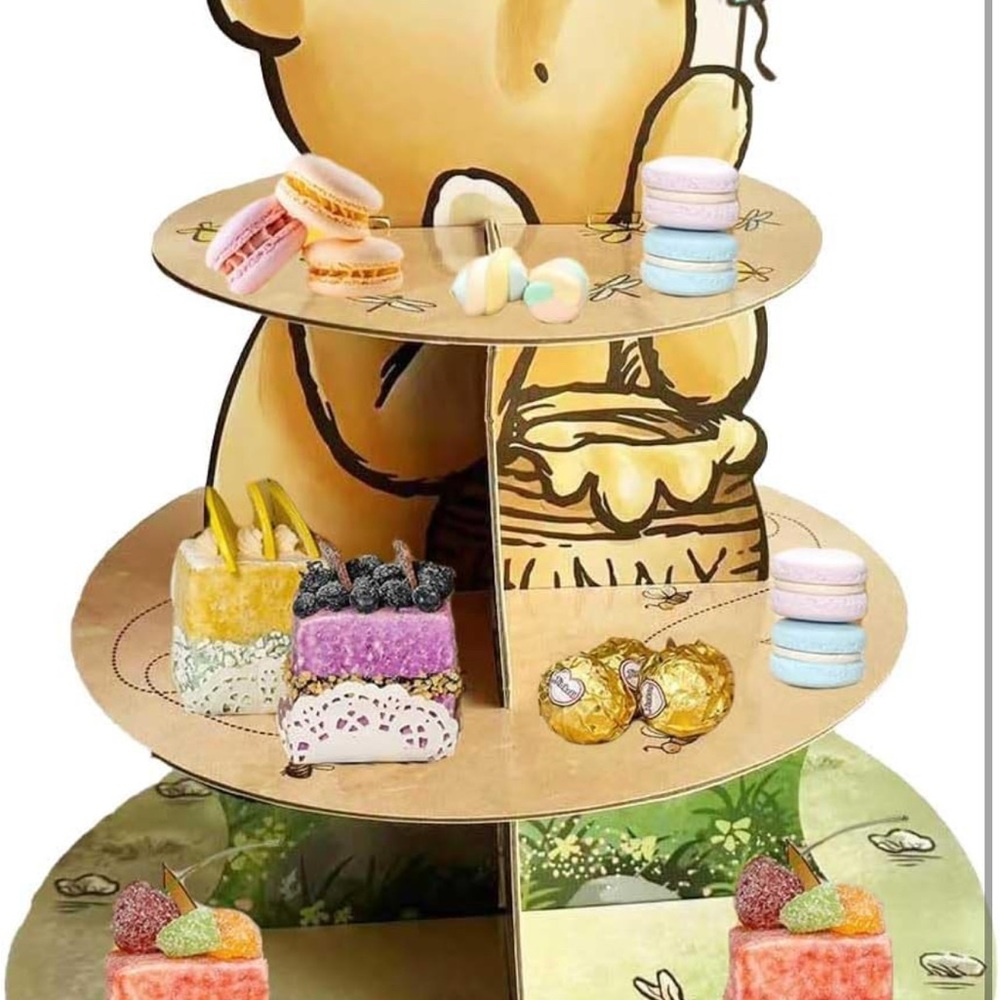 Classic Winnie The Pooh Cupcake Stand Dessert Holder Pooh Bear 3-Tier Stand NIP - Picture 3 of 5